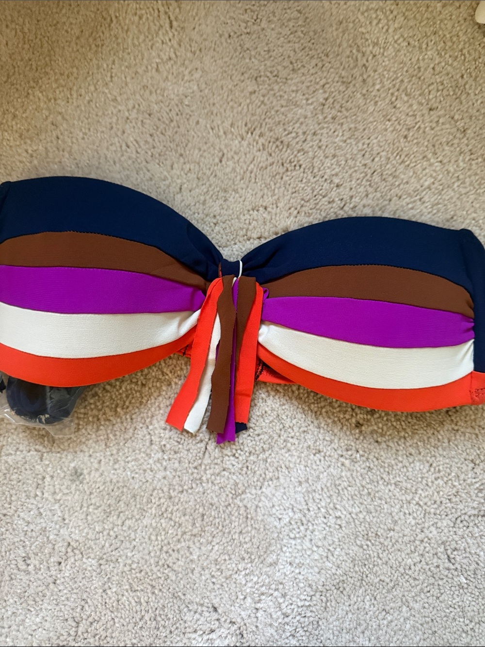 Robin Piccone Billie Bandeau Bikini Top - Navy, Purple, Brown, White, Orange